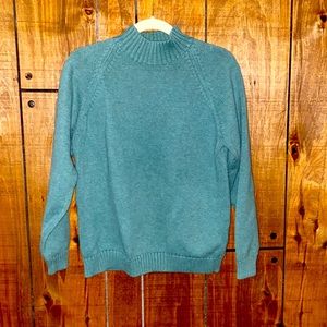 Green Lands End women’s sweater, 100% cotton, tight knit/heavy well-made 14-16 L